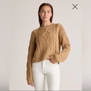 Quince Cable Knit Sweater in Camel